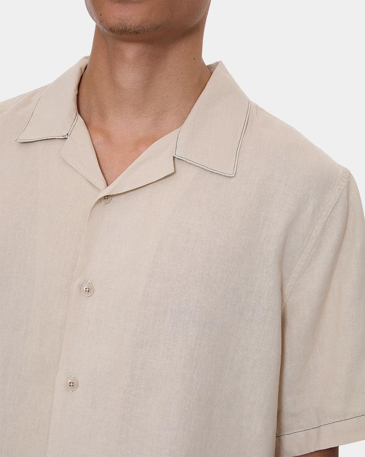 Mens Hemp Minimal Thrills Contrast Stitch Short Sleeve Shirt