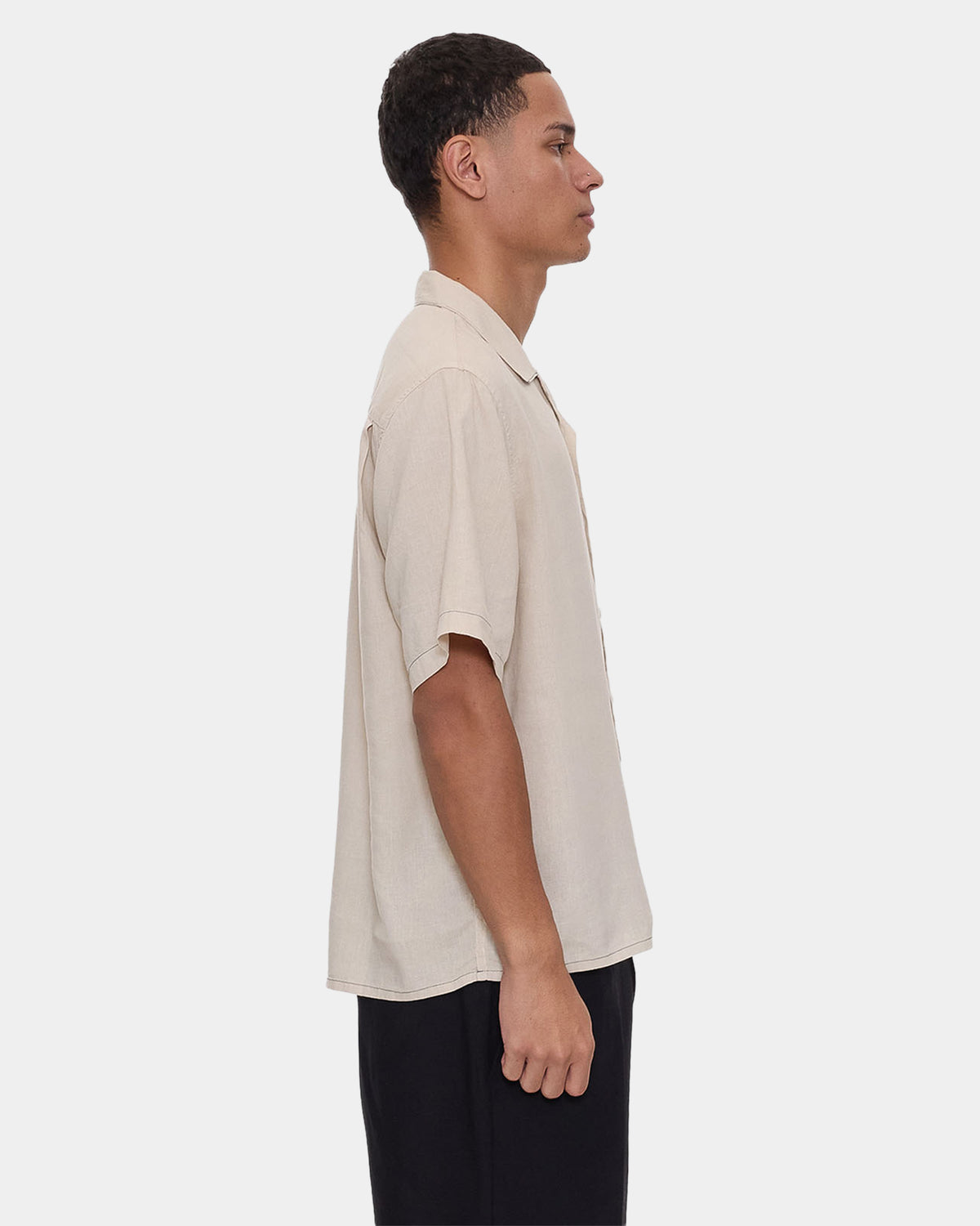 Mens Hemp Minimal Thrills Contrast Stitch Short Sleeve Shirt