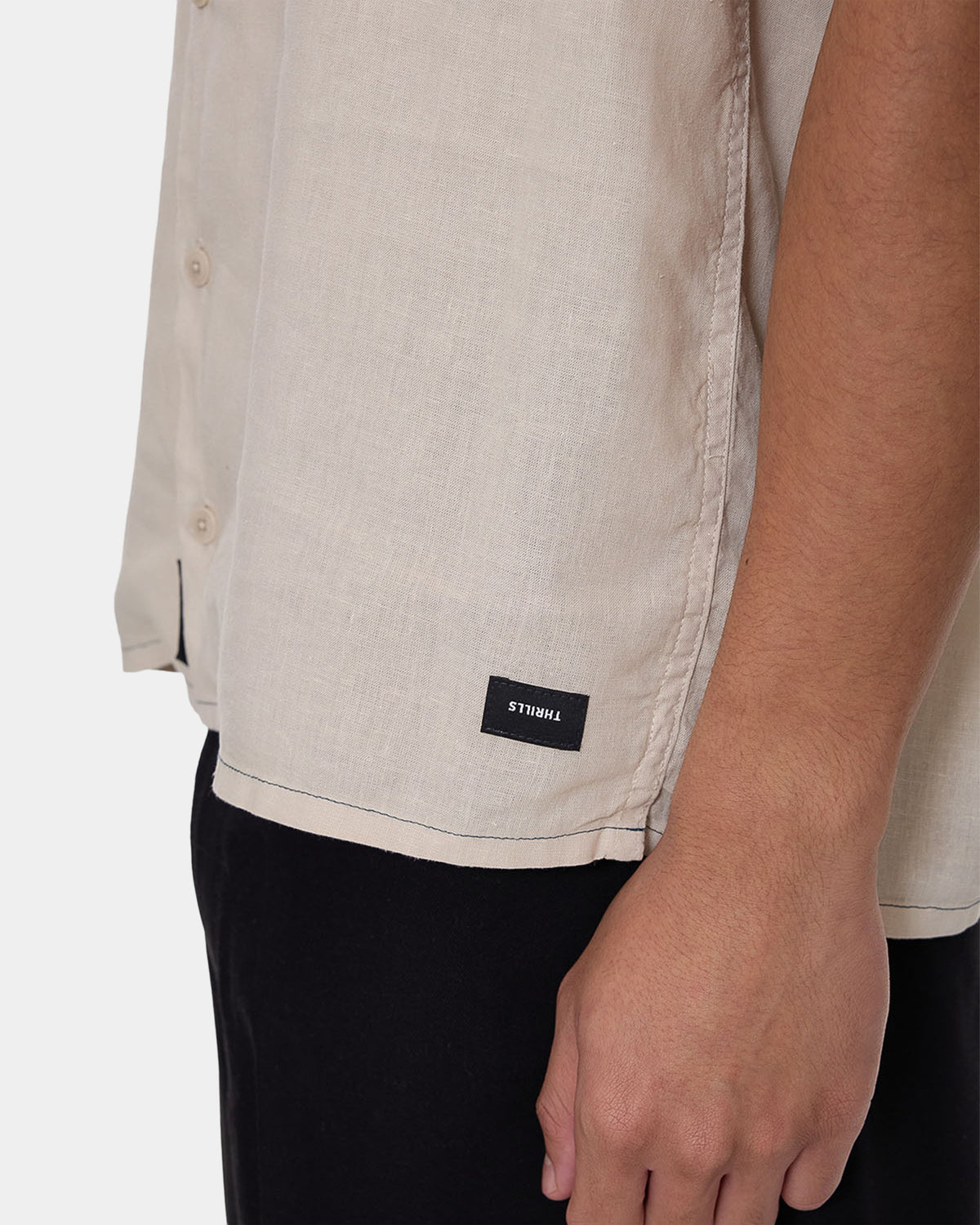 Mens Hemp Minimal Thrills Contrast Stitch Short Sleeve Shirt