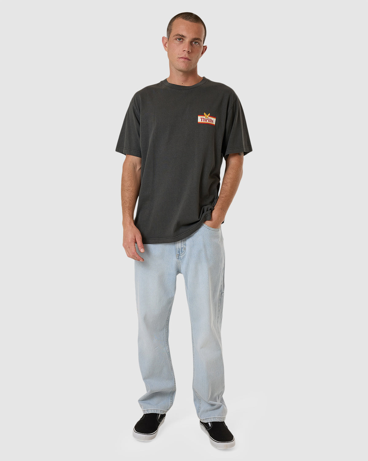 MENS NEVER STOP MERCH FIT TEE