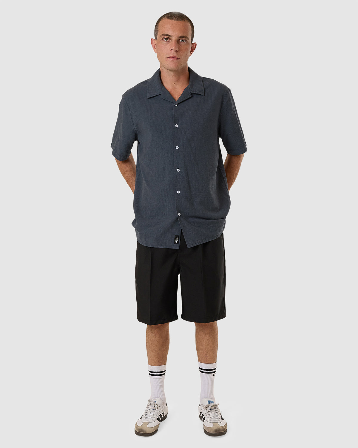 MENS MINIMAL THRILLS STRIPE BOWLING SHIRT