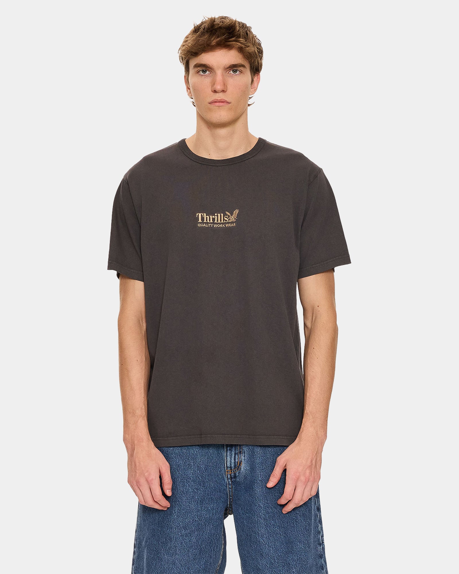 Mens Thrills Workwear Embrodery T-Shirt