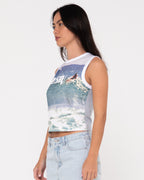 WOMENS ALL OVA SLIM FIT SLEEVELESS SKIMMER TANK TOP