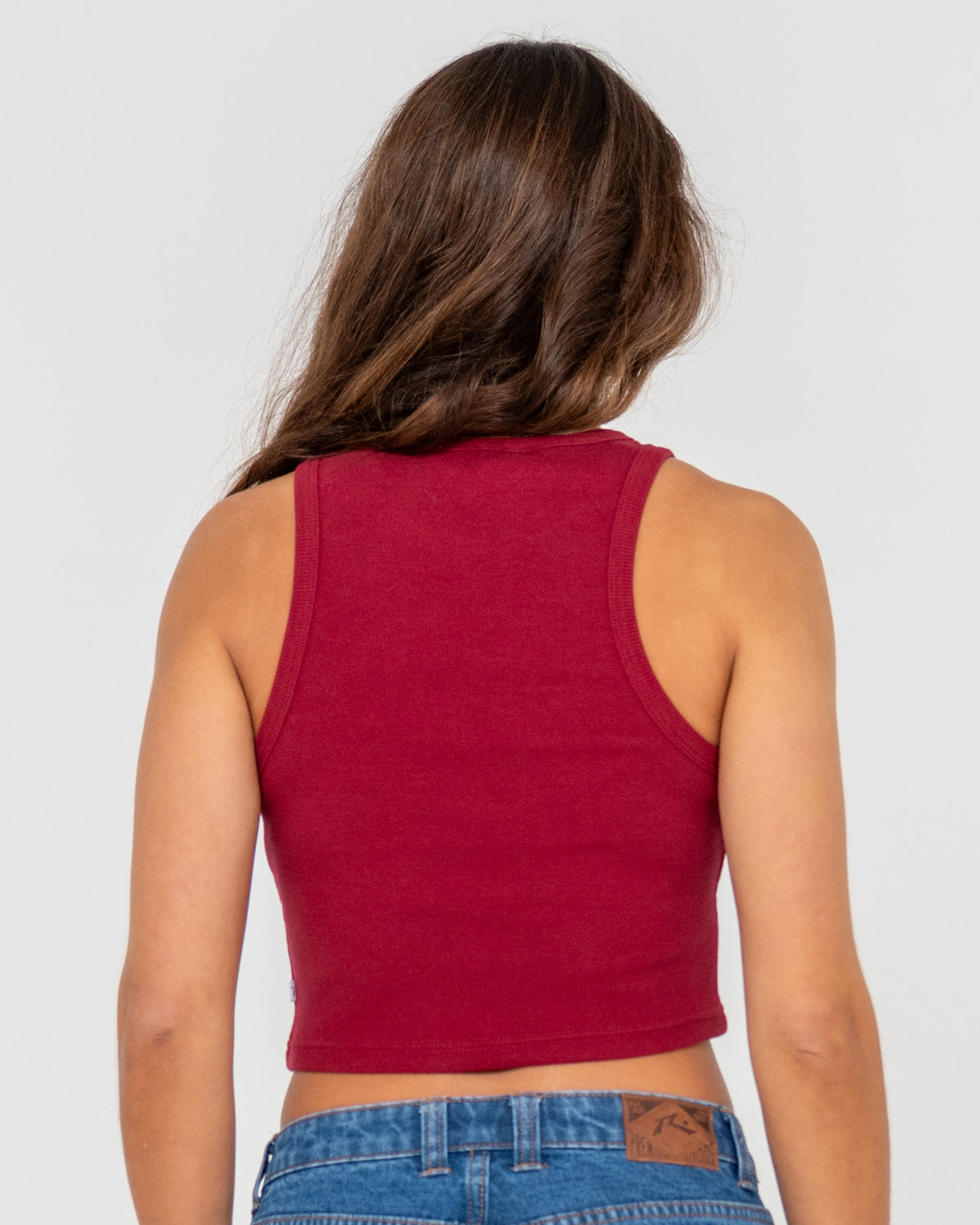 Womens Essentials Ribbed Skimmer Crop Top