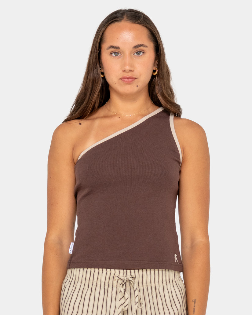 Womens Zoe One Shoulder Tank Top