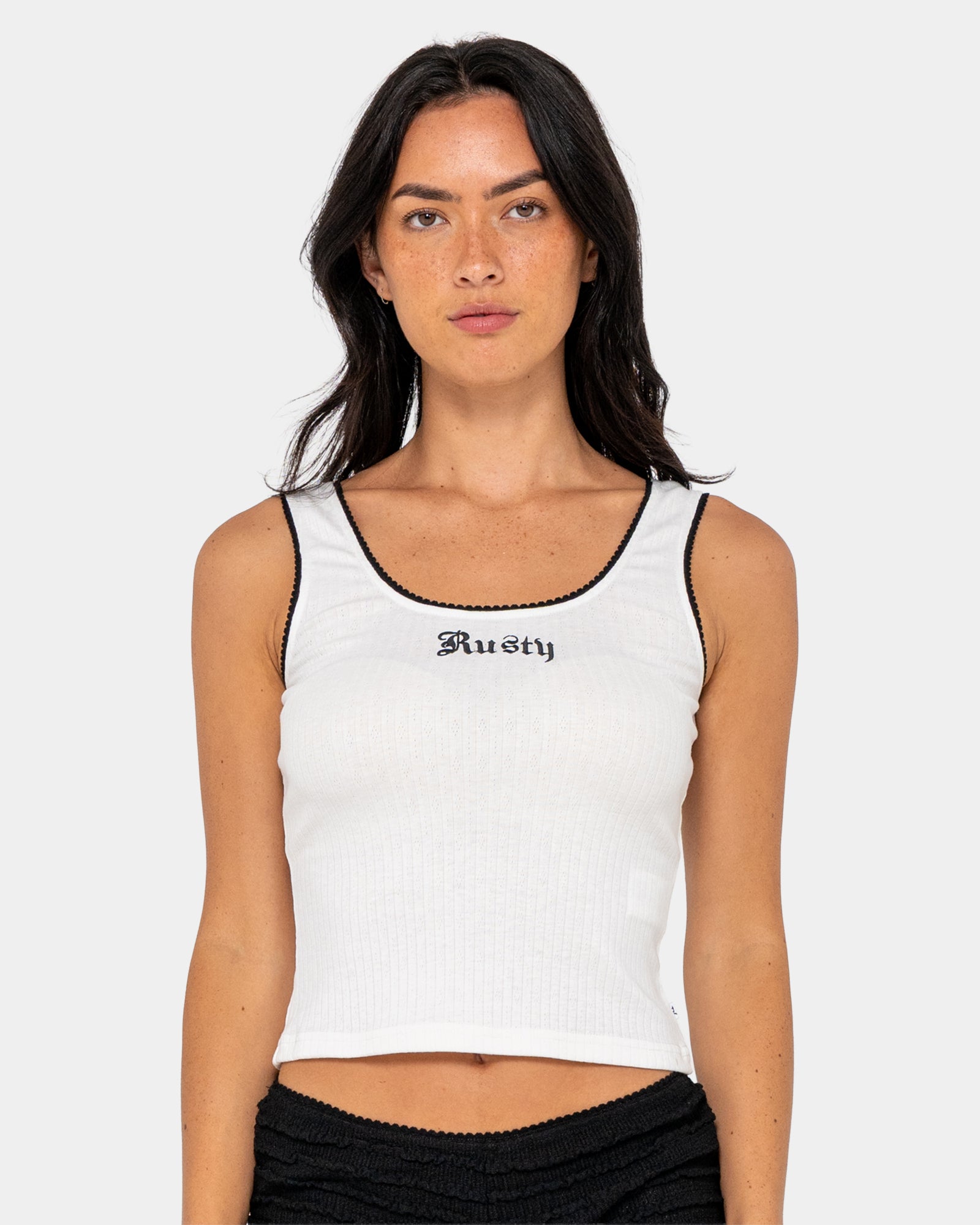 Womens Cassian Ribbed Scoop Neck Tank Top