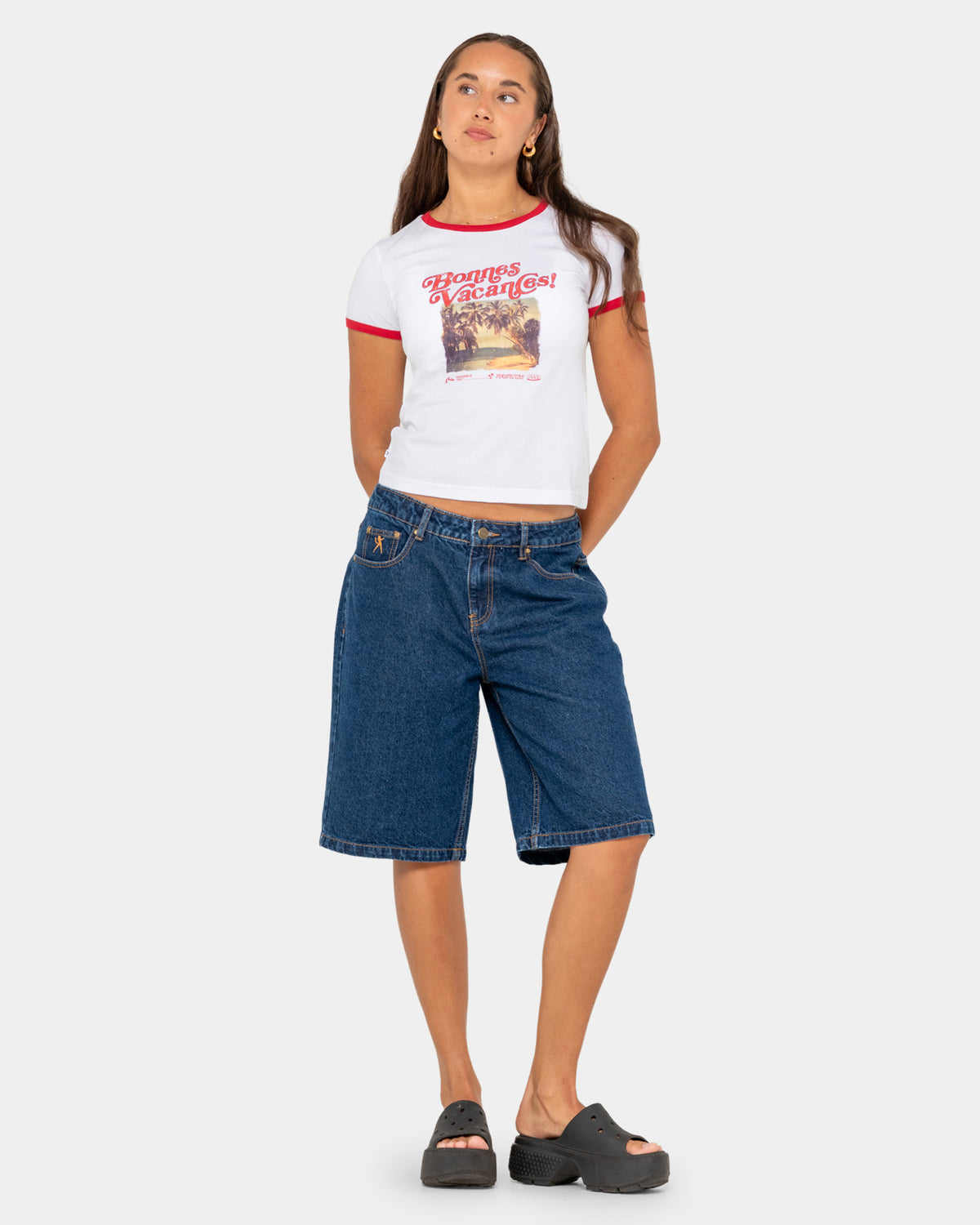Womens Bonnes Vacances Ringer Baby T-Shirt