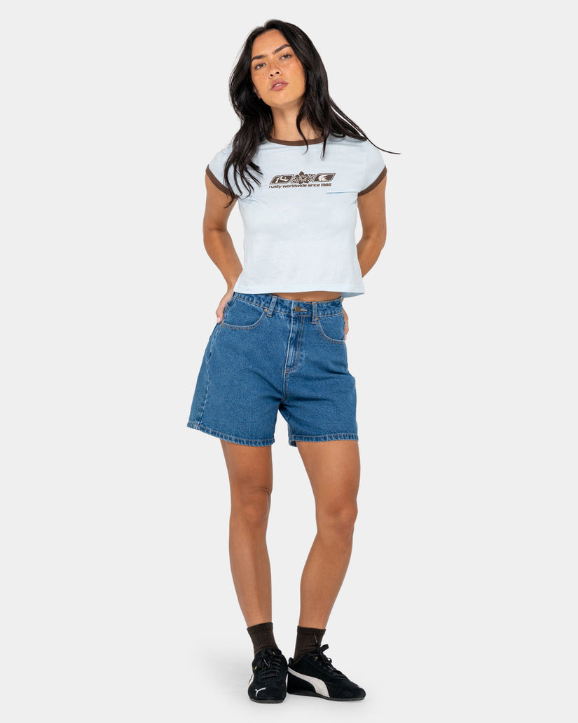 Womens Snapper Contrast Ringer Mini T-Shirt