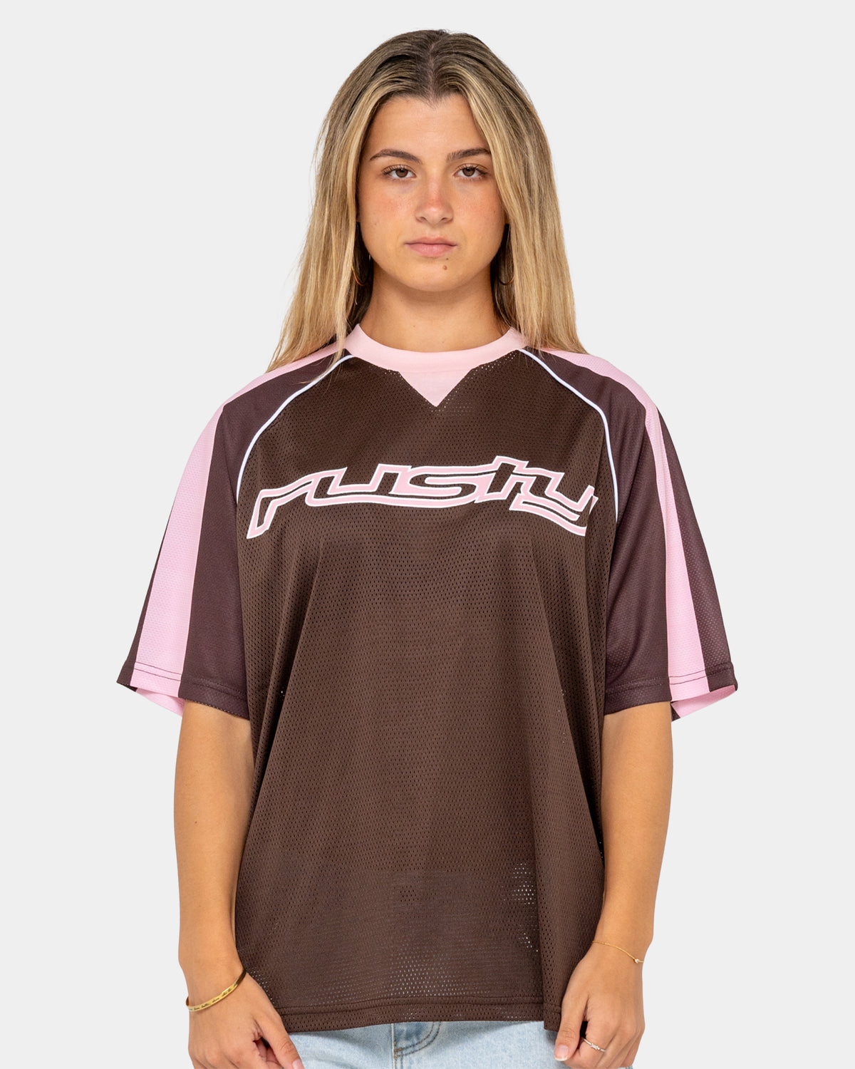 Womens Naples Contrast Oversized Sports Jersey T-Shirt
