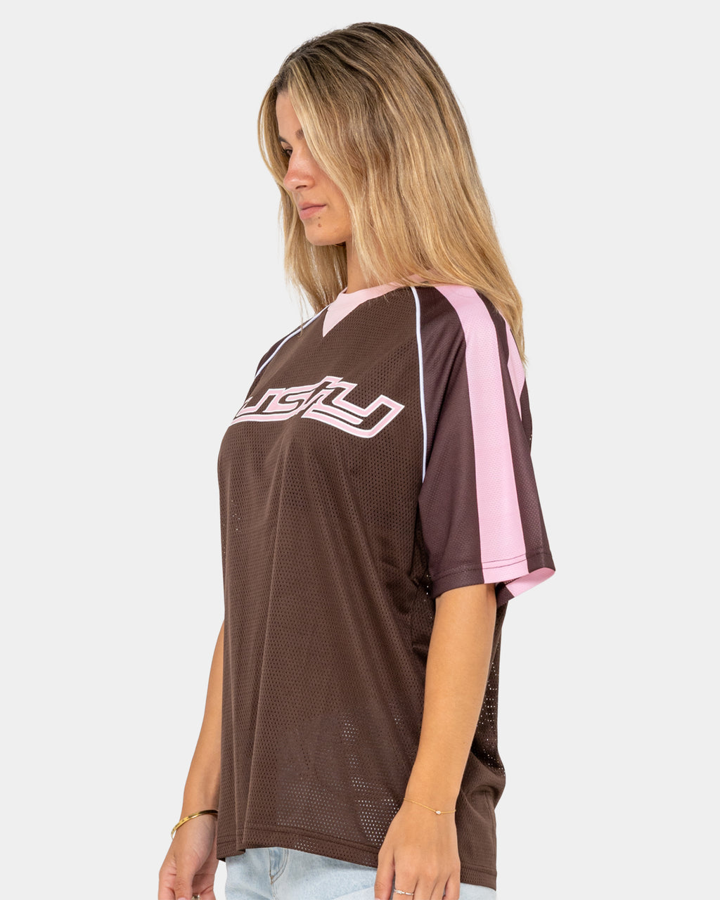 Womens Naples Contrast Oversized Sports Jersey T-Shirt