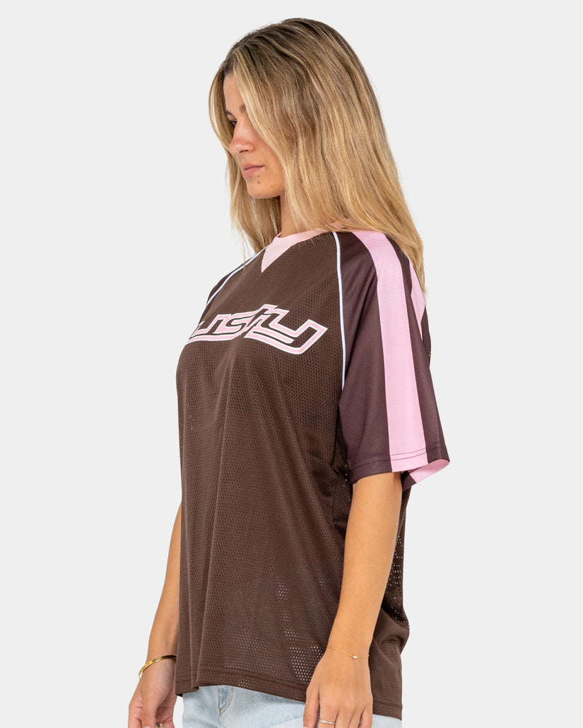 Womens Naples Contrast Oversized Sports Jersey T-Shirt