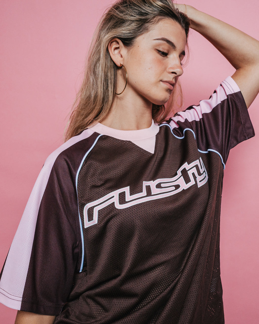 Womens Naples Contrast Oversized Sports Jersey T-Shirt