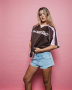 Womens Naples Contrast Oversized Sports Jersey T-Shirt
