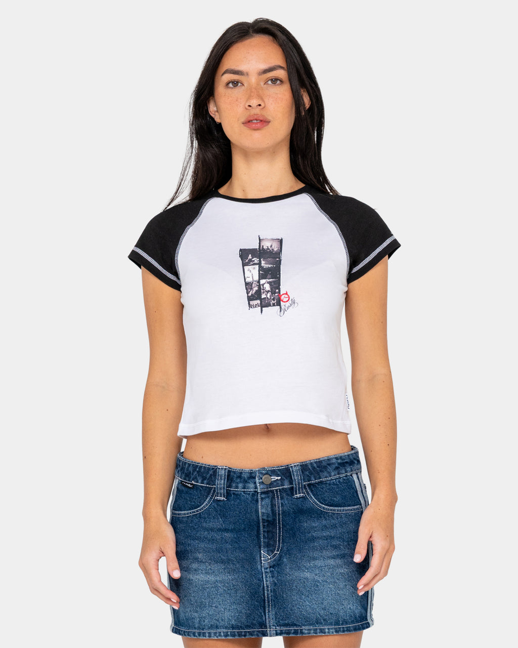 Womens Roll Out Raglan Cap Sleeve Baby T-Shirt
