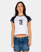Womens Roll Out Raglan Cap Sleeve Baby T-Shirt