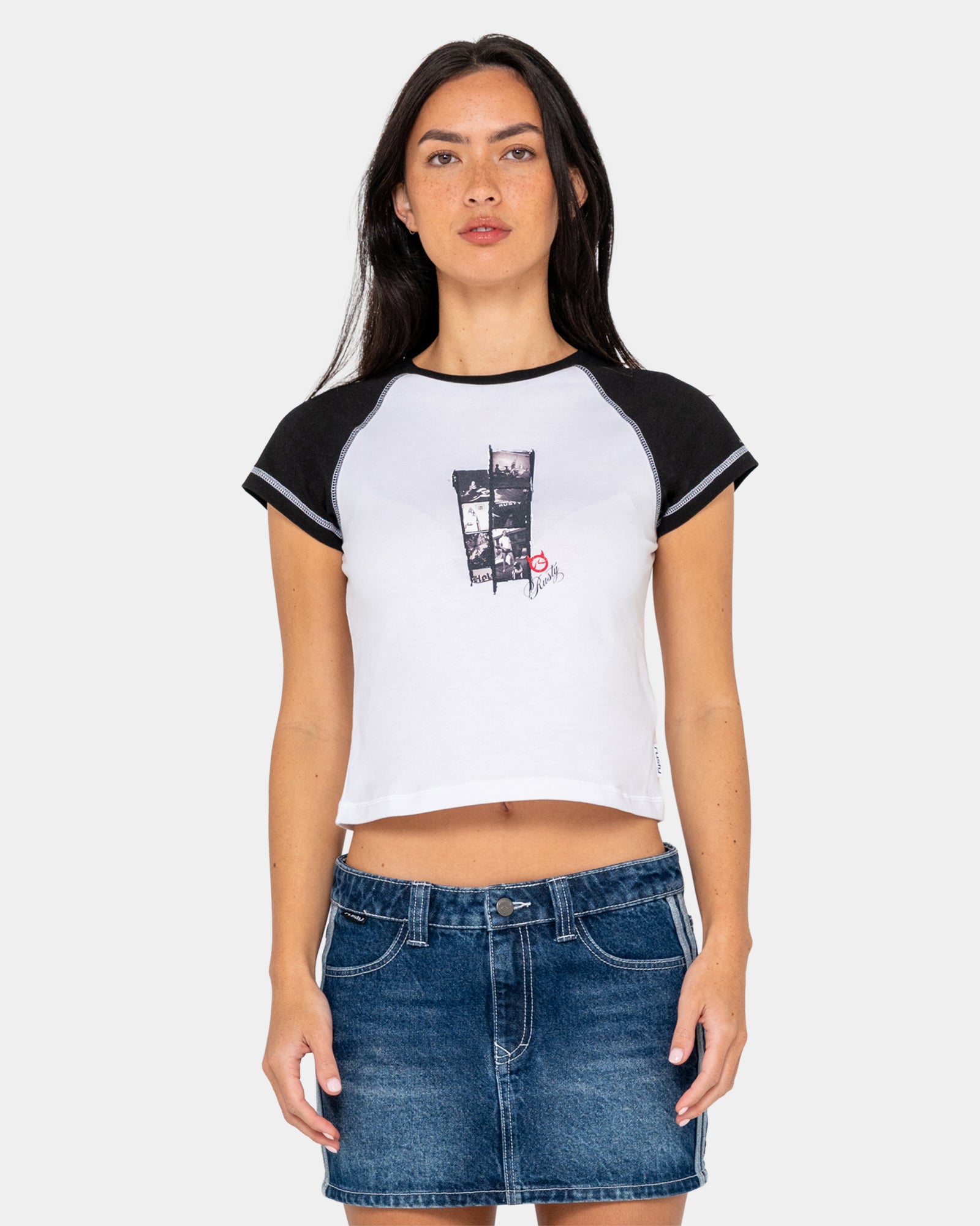 Womens Roll Out Raglan Cap Sleeve Baby T-Shirt