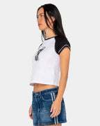 Womens Roll Out Raglan Cap Sleeve Baby T-Shirt