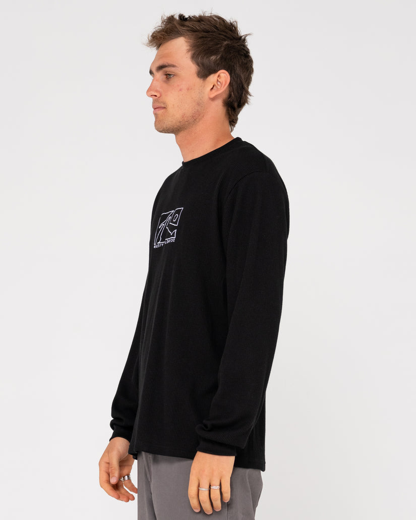 MENS BOXED OUT WAFFLE LONG SLEEVE T-SHIRT
