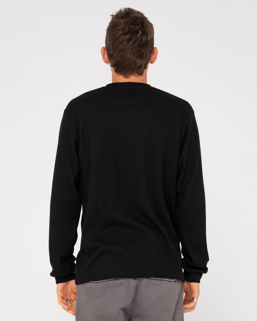 MENS BOXED OUT WAFFLE LONG SLEEVE T-SHIRT