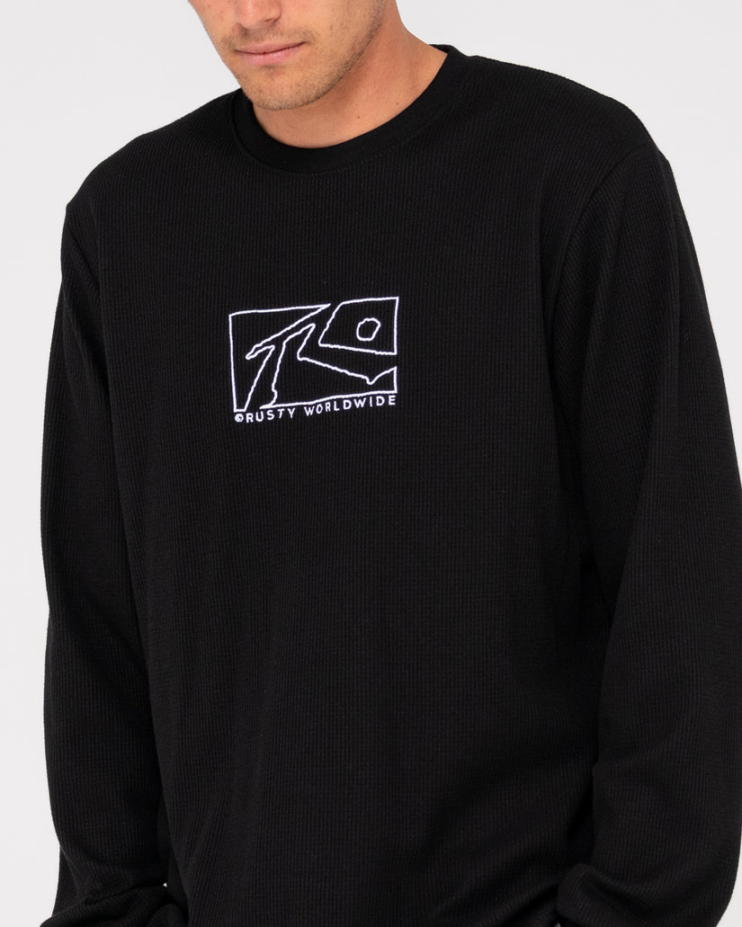 MENS BOXED OUT WAFFLE LONG SLEEVE T-SHIRT