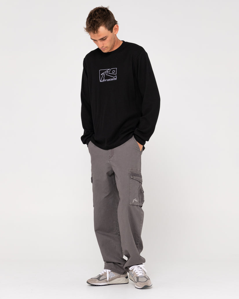MENS BOXED OUT WAFFLE LONG SLEEVE T-SHIRT