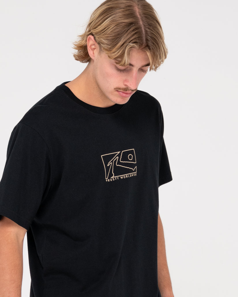 MENS BOXED OUT CENTRE FRONT SHORT SLEEVE T-SHIRT