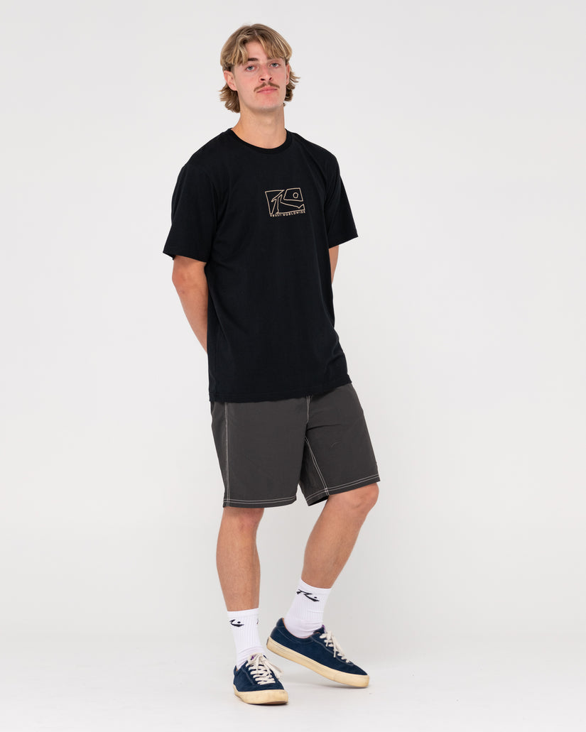 MENS BOXED OUT CENTRE FRONT SHORT SLEEVE T-SHIRT