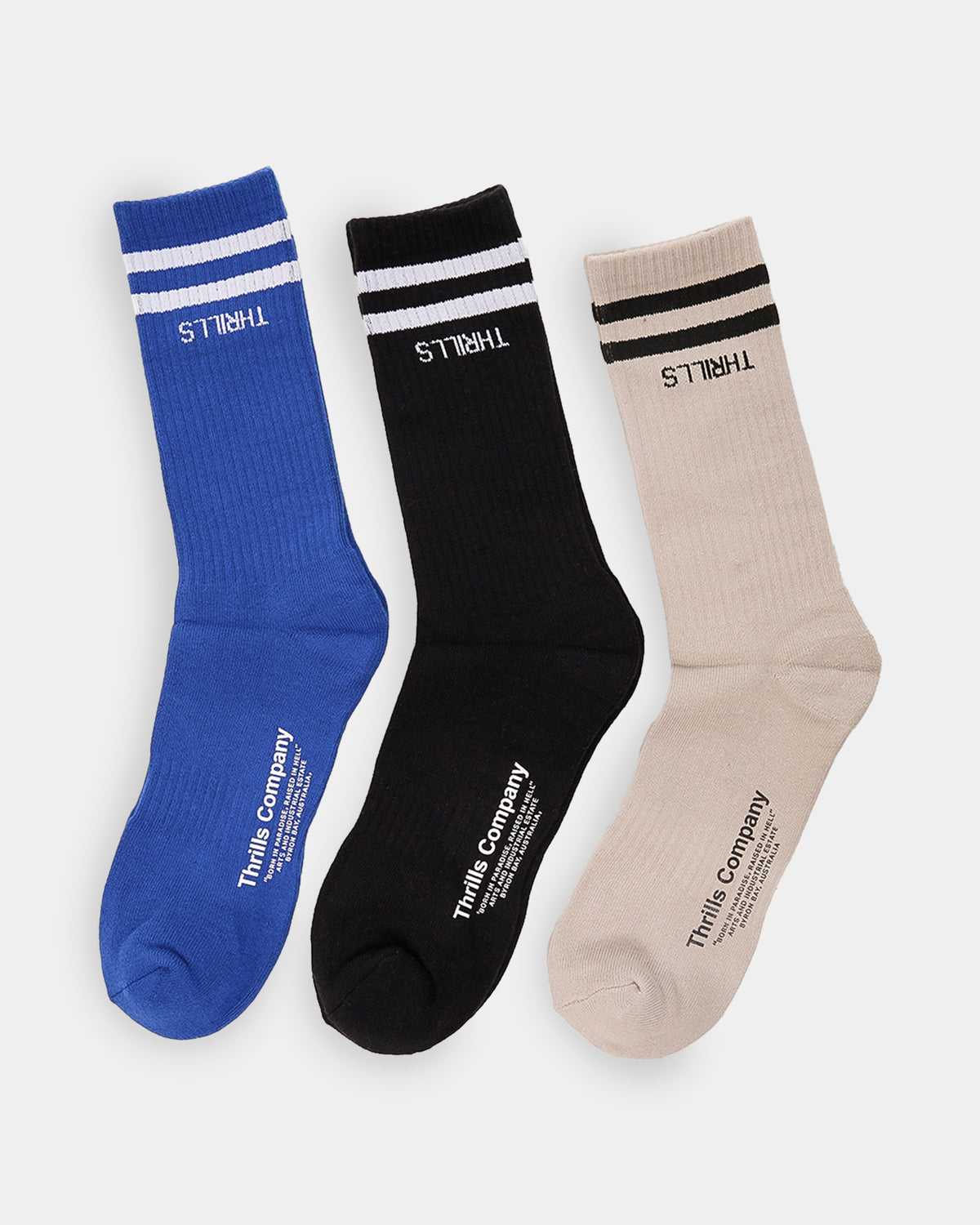 Mens Minimal Thrills 3 Pack Crew Socks