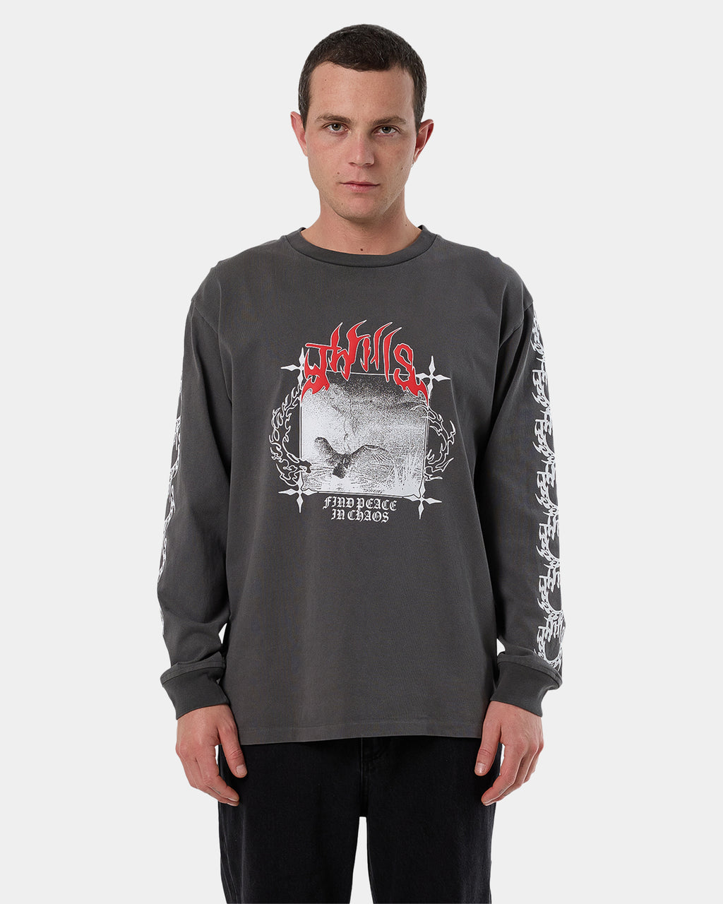 Mens Peaceful Chaos Oversize Long Sleeve T-Shirt