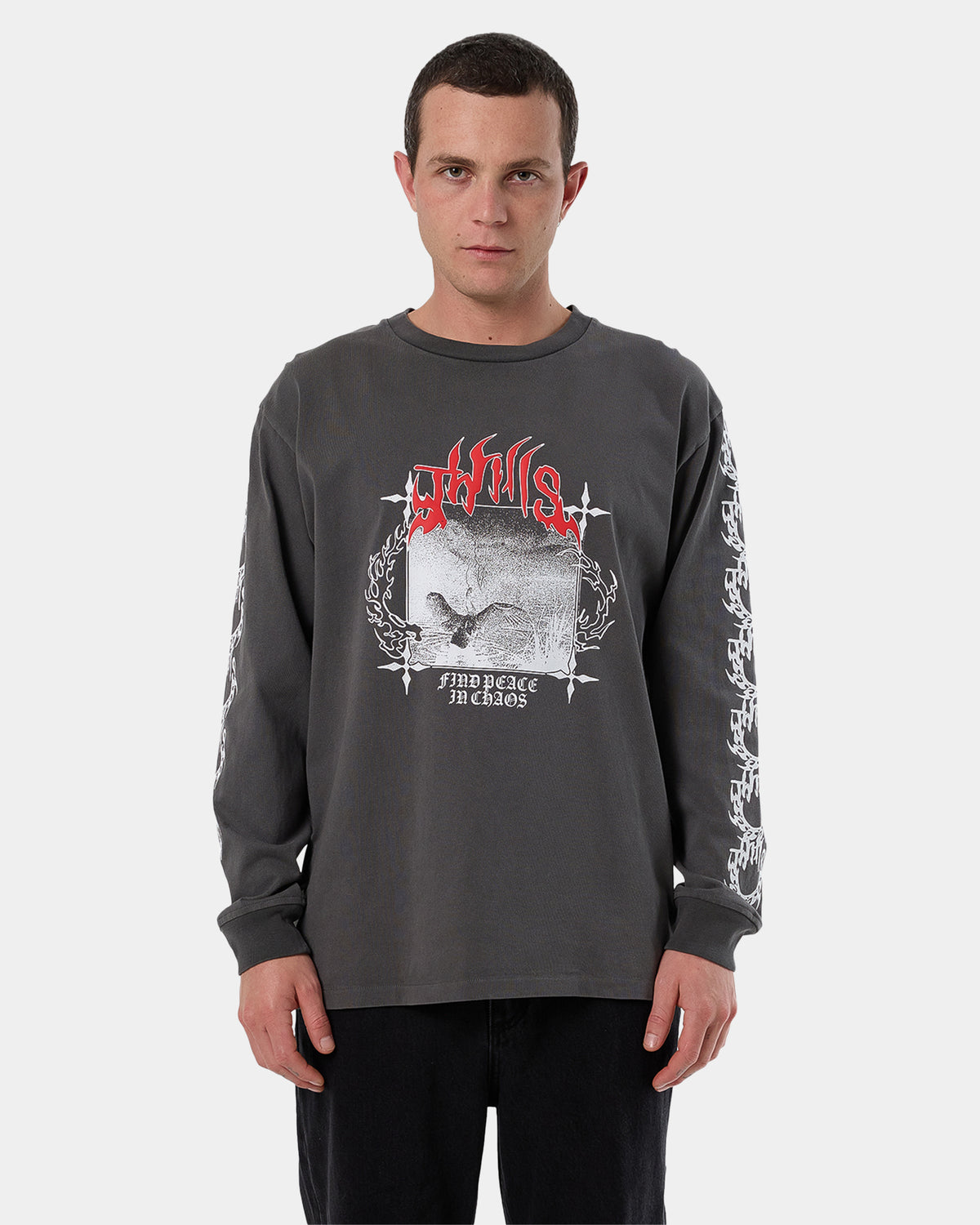 Mens Peaceful Chaos Oversize Long Sleeve T-Shirt