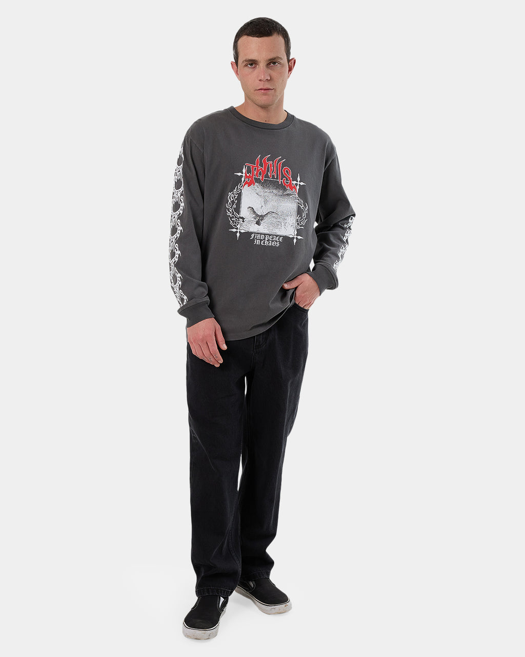 Mens Peaceful Chaos Oversize Long Sleeve T-Shirt