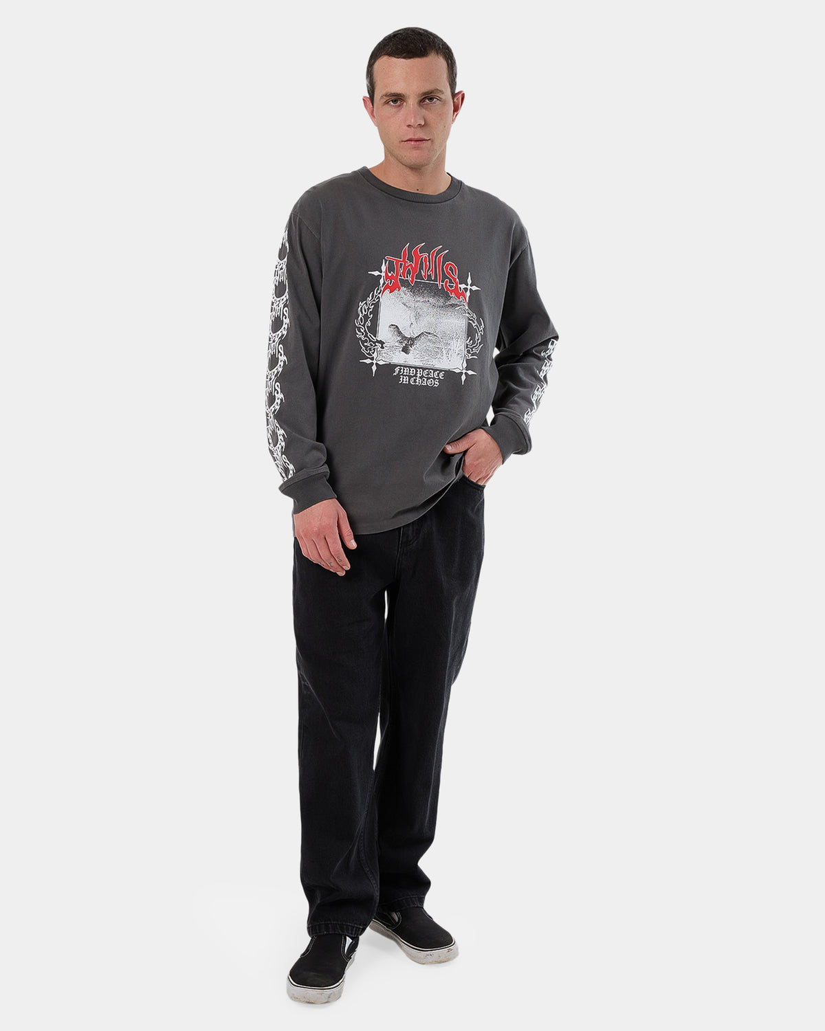 Mens Peaceful Chaos Oversize Long Sleeve T-Shirt