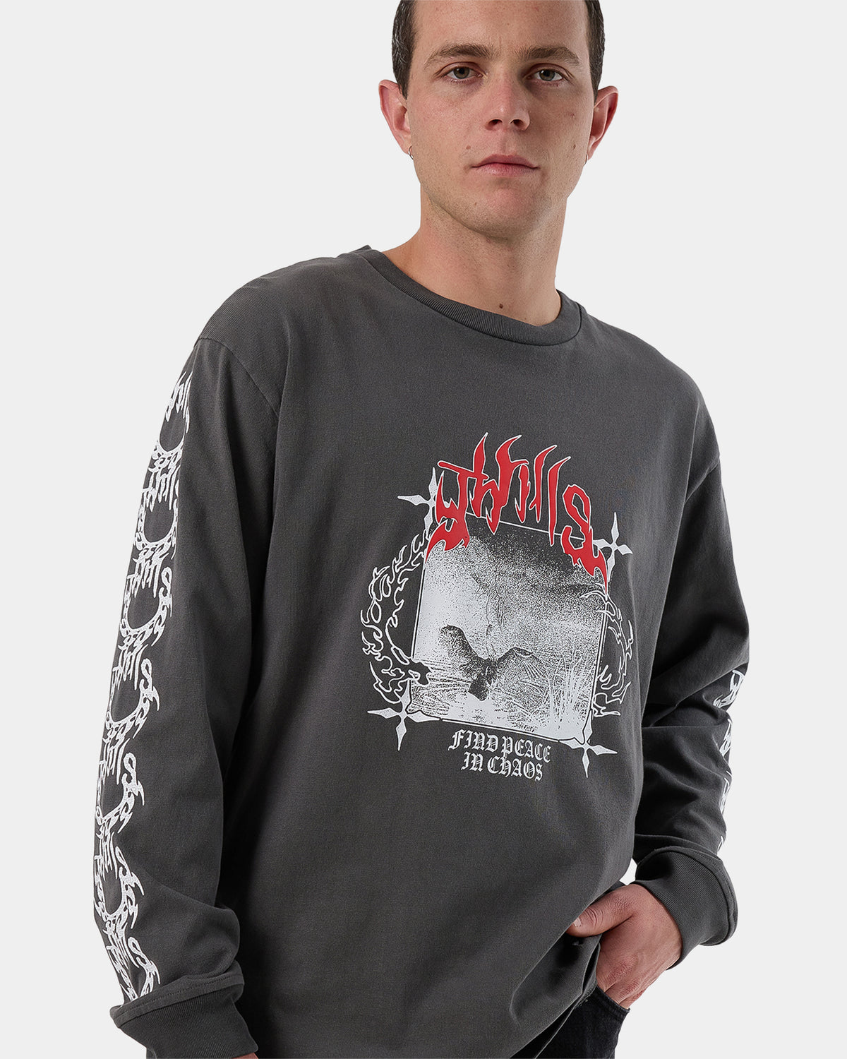 Mens Peaceful Chaos Oversize Long Sleeve T-Shirt