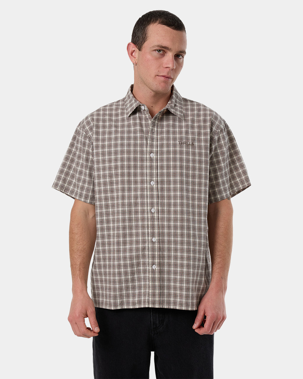 Mens Adorned Check Short Sleeve Shirt