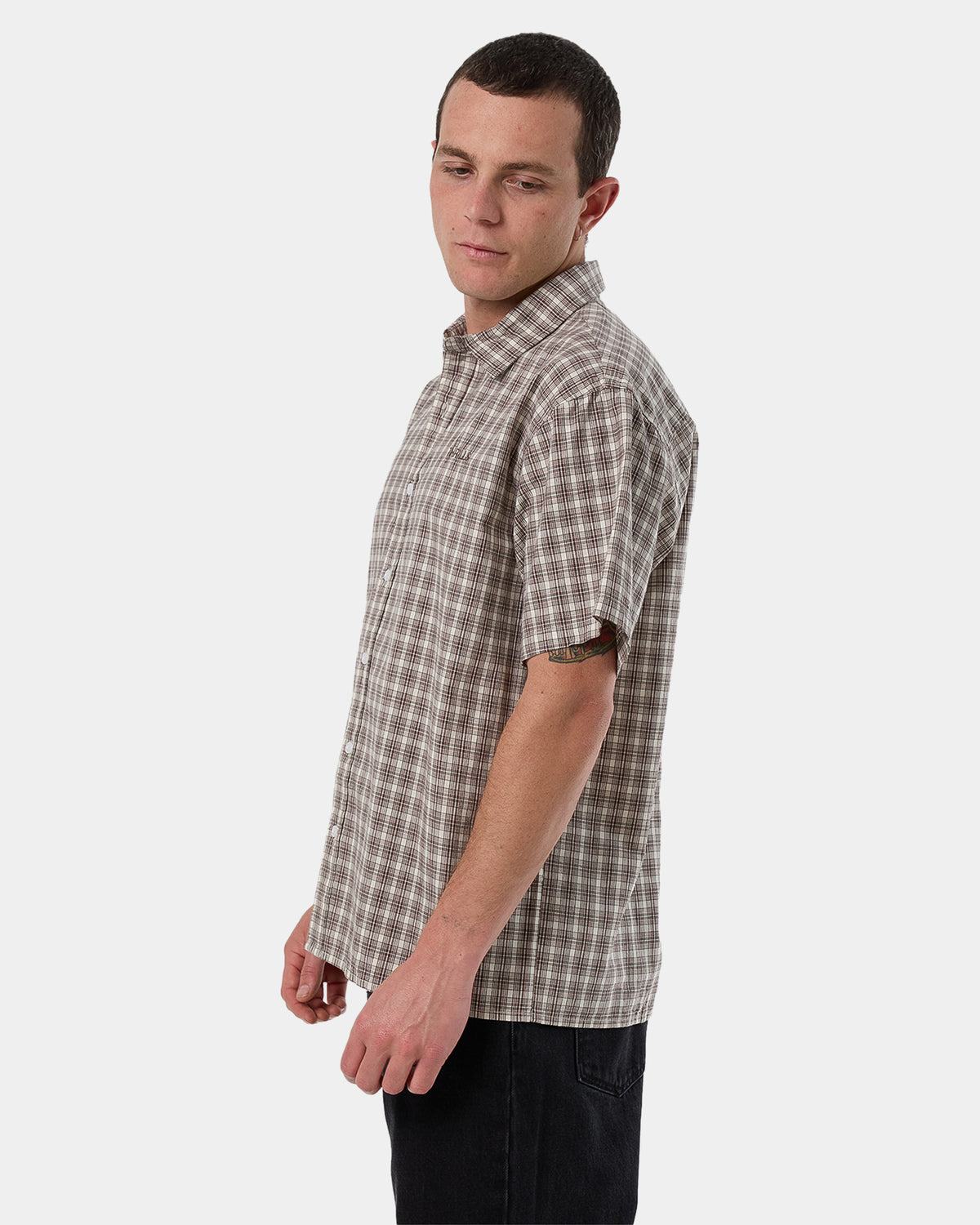 Mens Adorned Check Short Sleeve Shirt