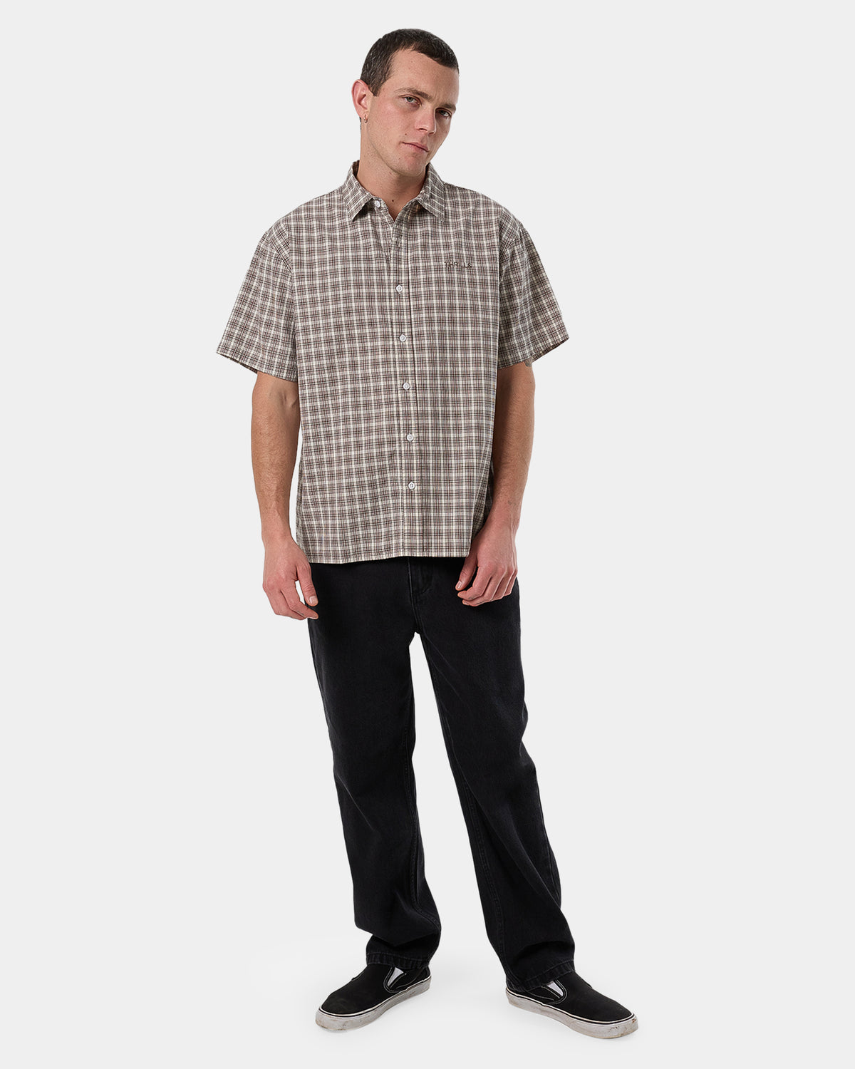 Mens Adorned Check Short Sleeve Shirt