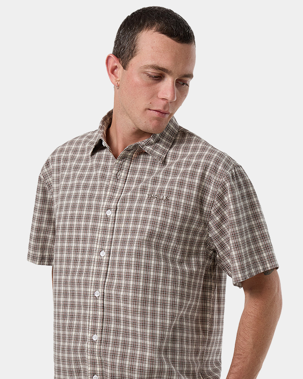 Mens Adorned Check Short Sleeve Shirt