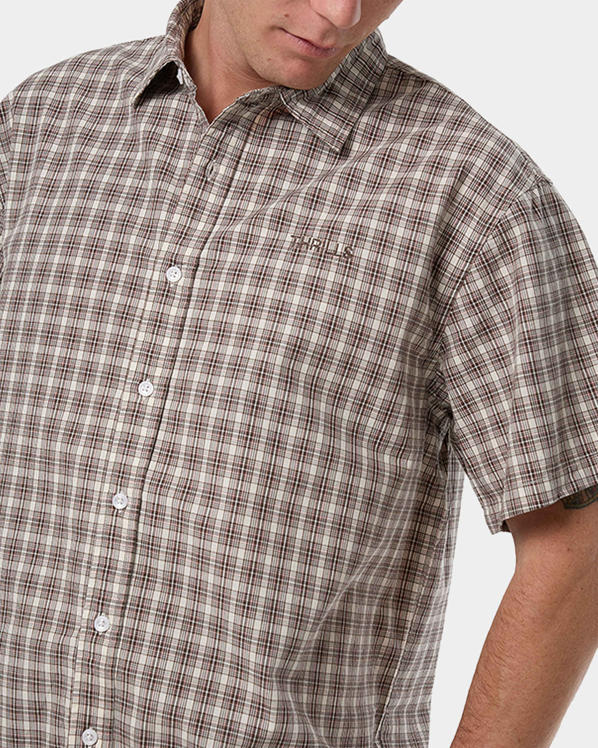 Mens Adorned Check Short Sleeve Shirt