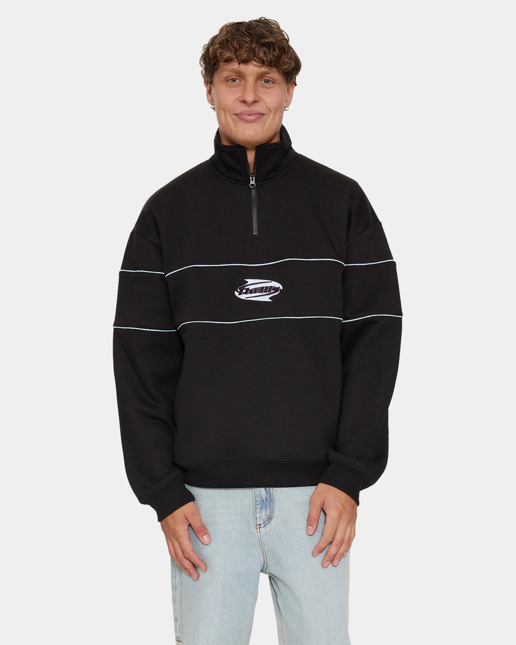 SPLIT DECISIONS QUARTER ZIP FLEECE BLK1