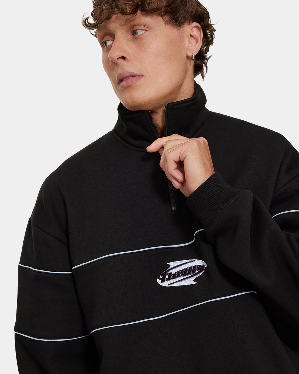 SPLIT DECISIONS QUARTER ZIP FLEECE BLK1