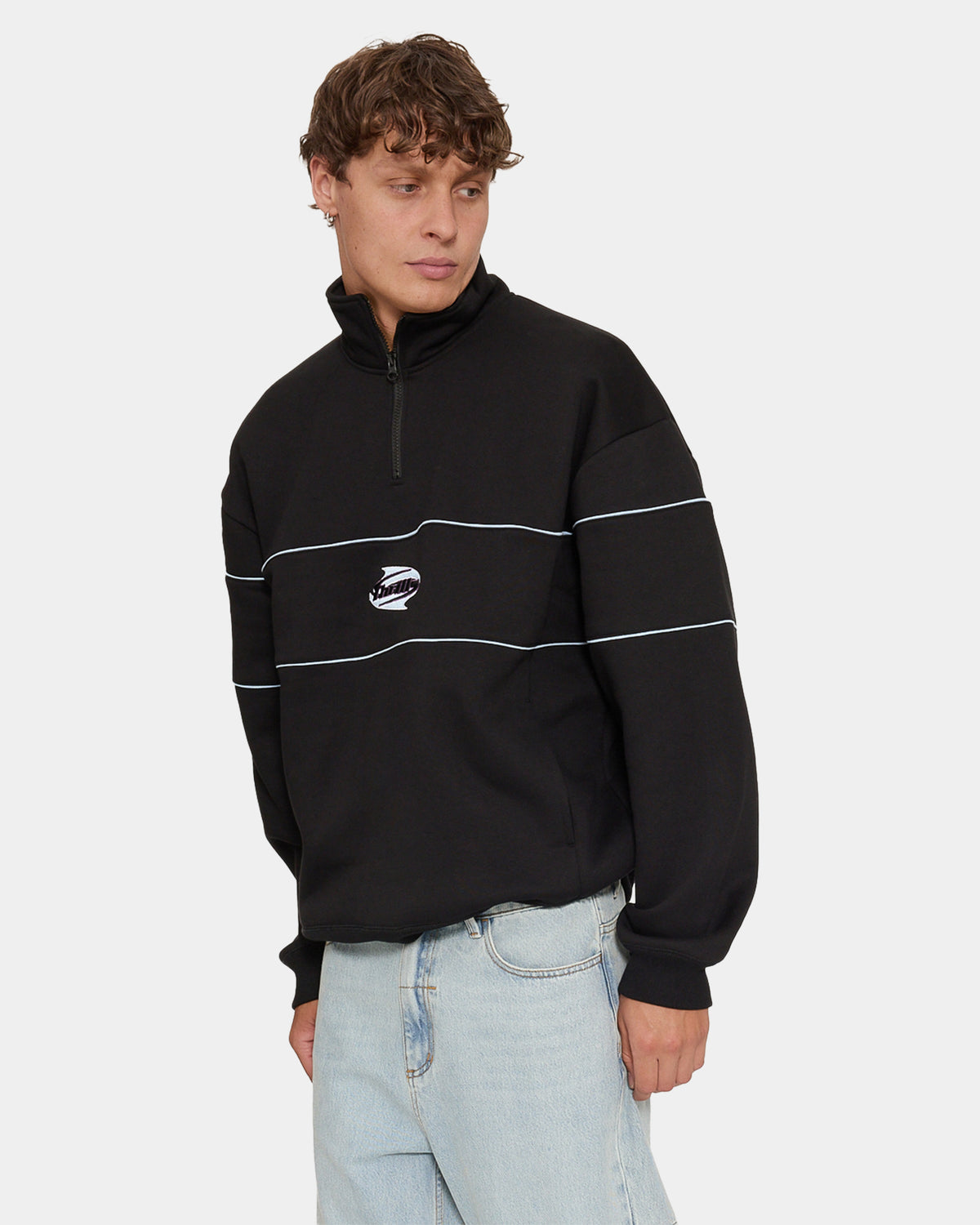 SPLIT DECISIONS QUARTER ZIP FLEECE BLK1