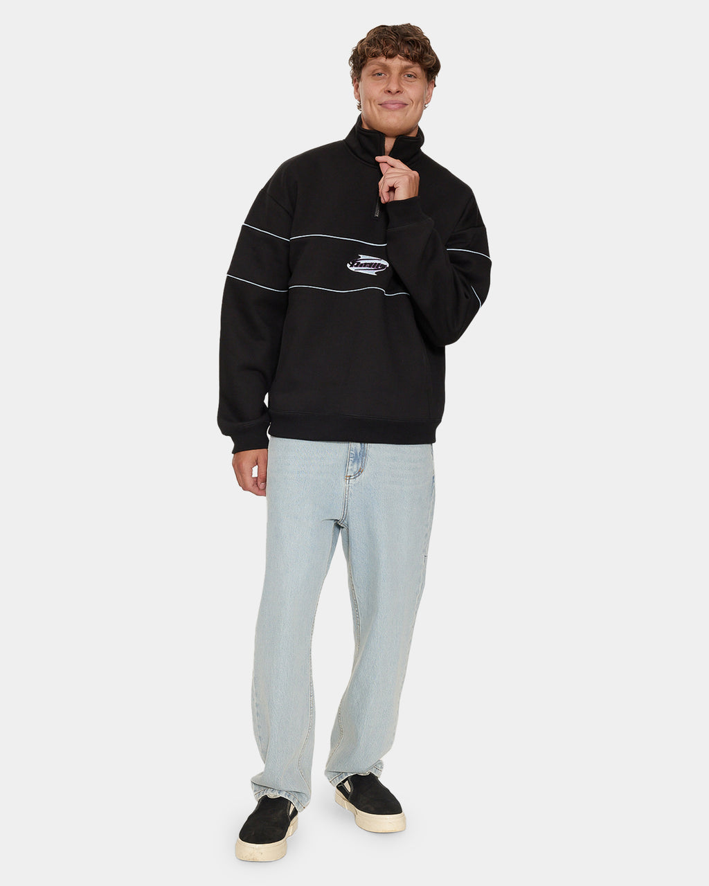 SPLIT DECISIONS QUARTER ZIP FLEECE BLK1