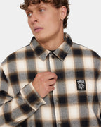STAGGER CROPPED FLANNEL JACKET BLK1