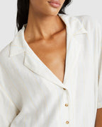 Womens Beat Stripe Short Sleeve Short Sleeve Shirt
