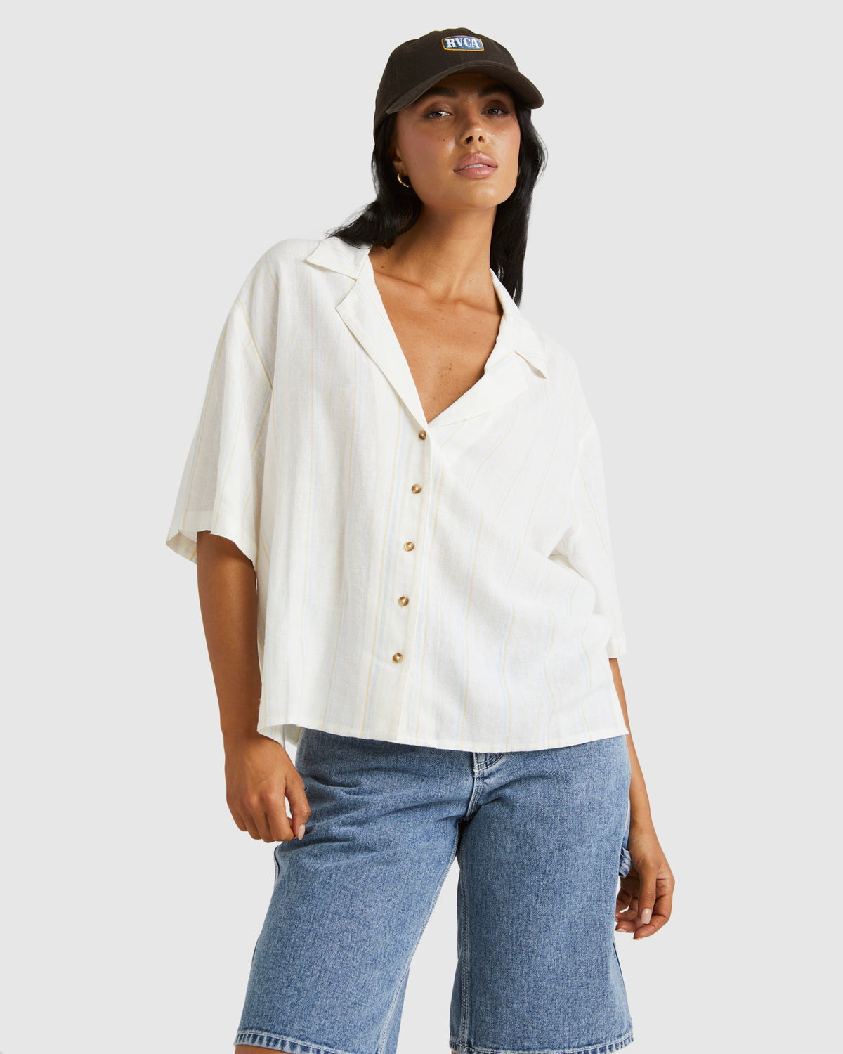 Womens Beat Stripe Short Sleeve Short Sleeve Shirt