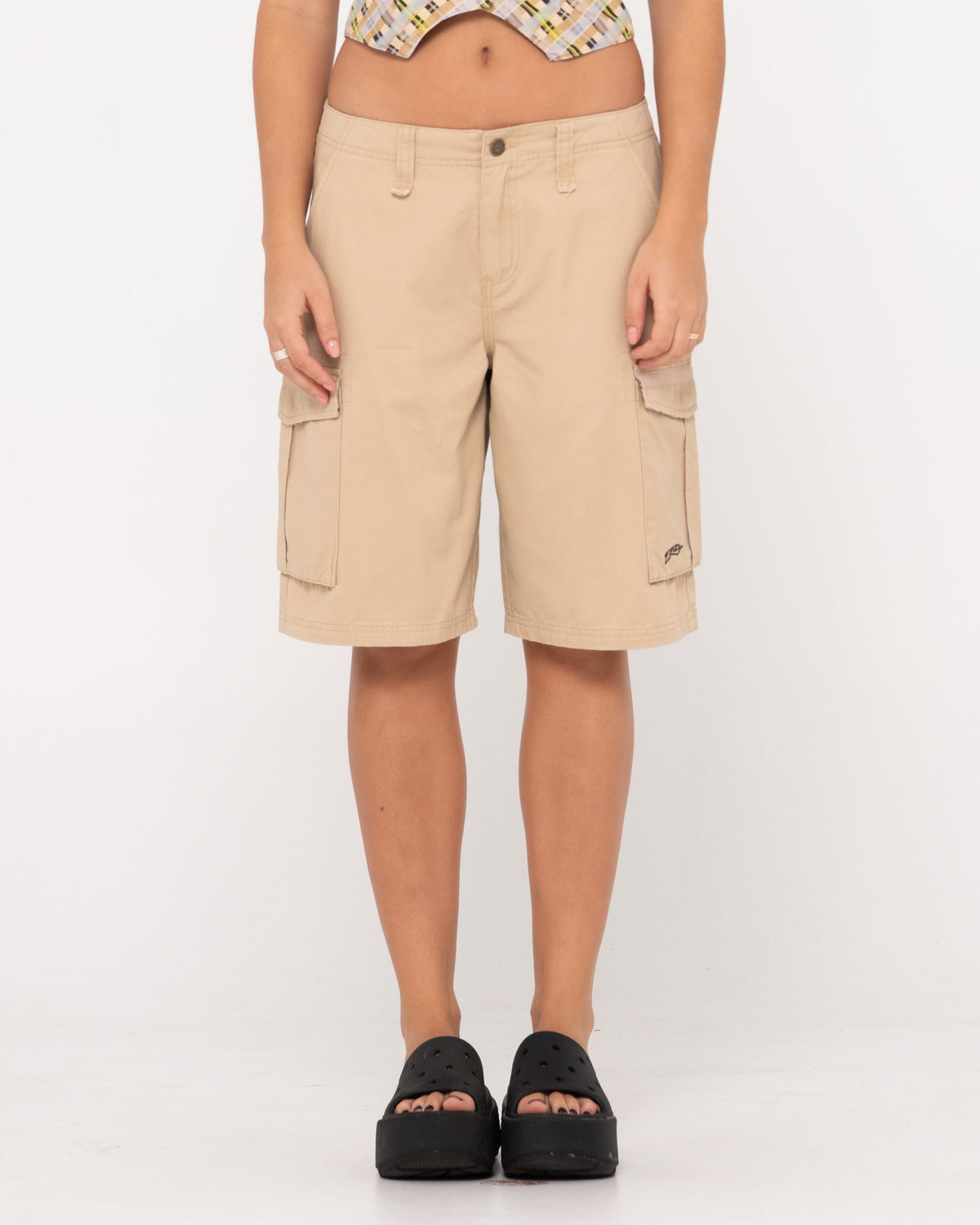 WOMENS TANK GIRL LOW RISE LOOSE FIT CARGO SHORTS