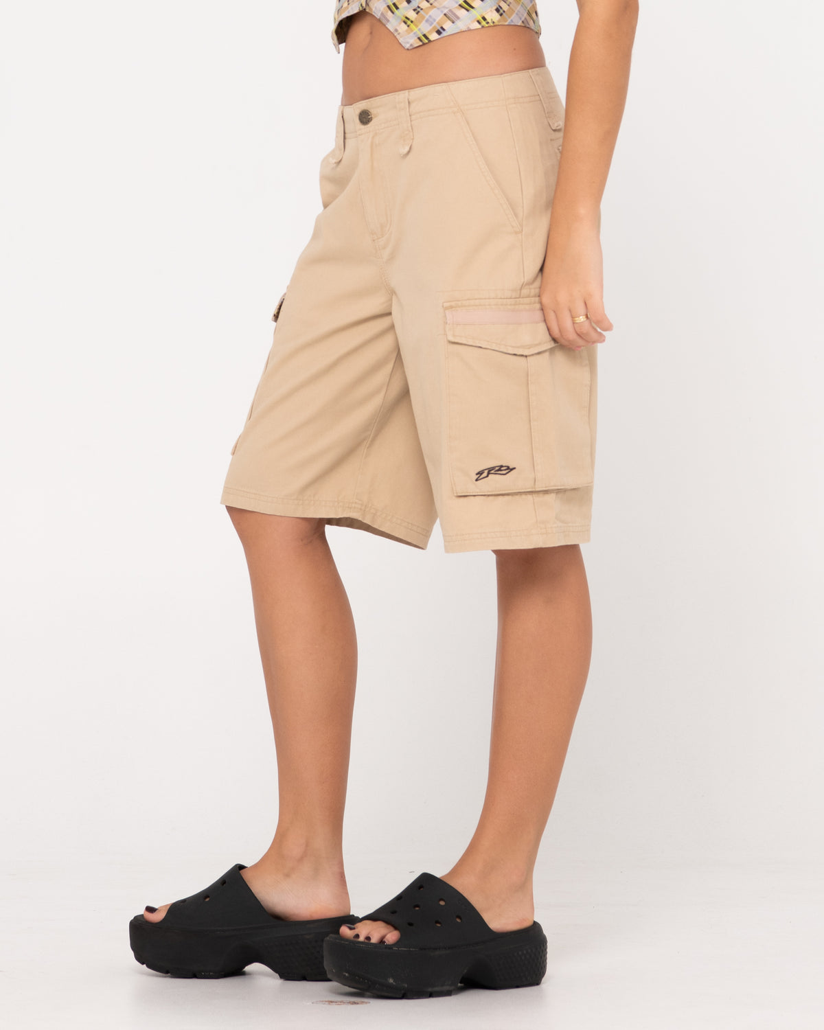 WOMENS TANK GIRL LOW RISE LOOSE FIT CARGO SHORTS