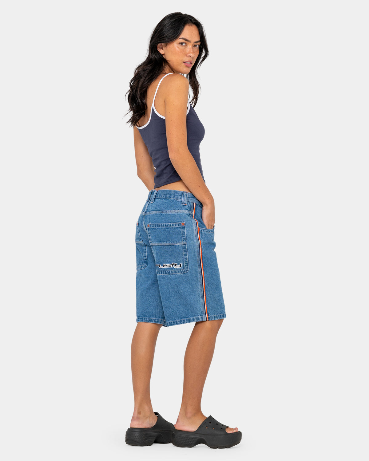 Womens Flip Mommy Low Rise Denim Shorts