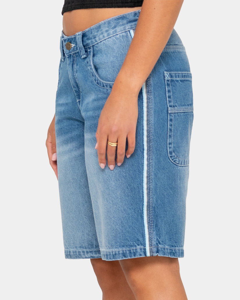 Womens Flip Mommy Low Rise Wide Leg Denim Shorts