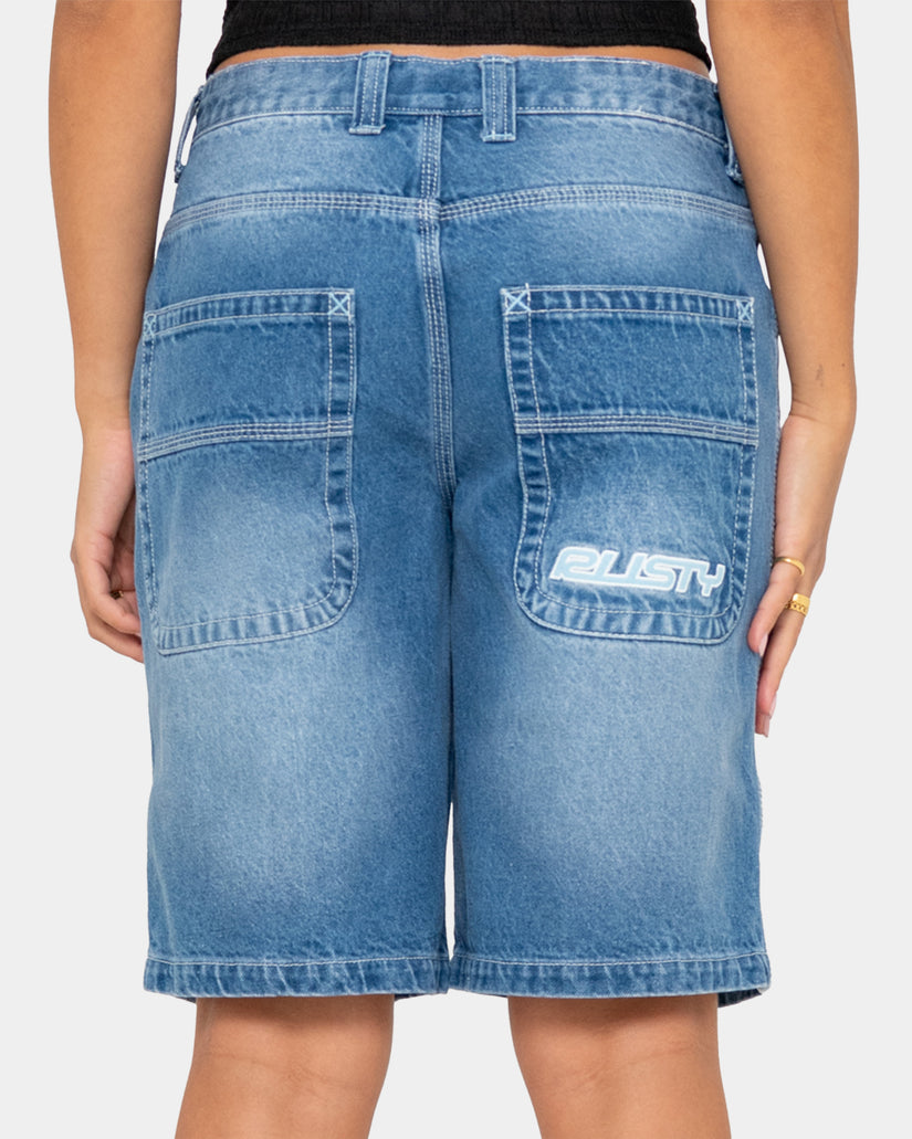 Womens Flip Mommy Low Rise Wide Leg Denim Shorts